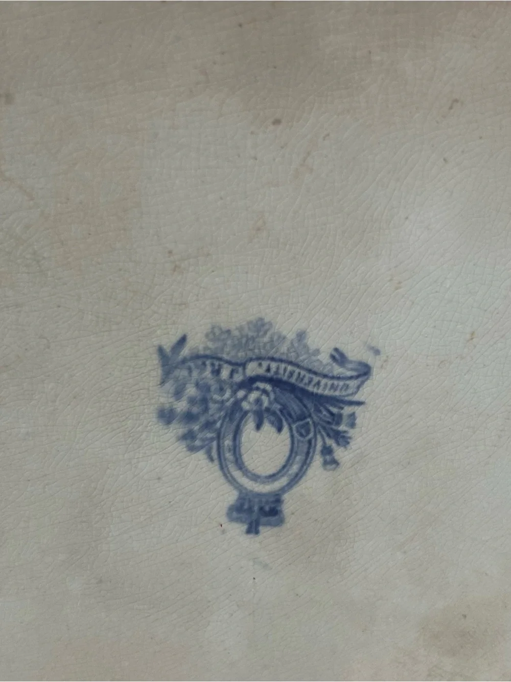 Blue Transferware Serving Platter 15x11.5 University JR  &Co Antique Ironstone